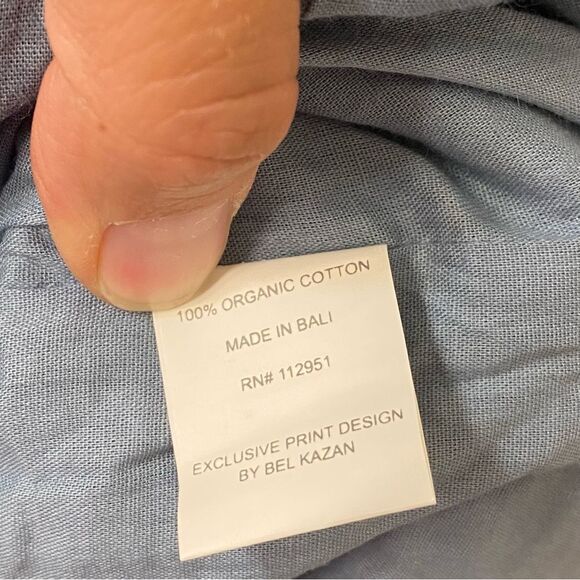 Anthropologie Bel Kazan Blue Floral Evie wide leg jumpsuit l organic cotton L - Picture 15 of 16